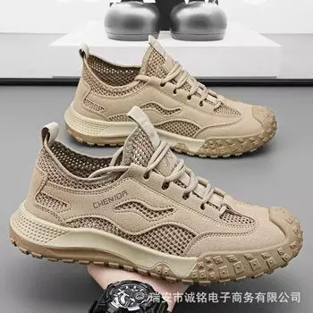Mesh men s shoes summer trend mountaineering soft elastic sports comfortable soft sole fashion light wear-resistant soft elastic light 39 хаки