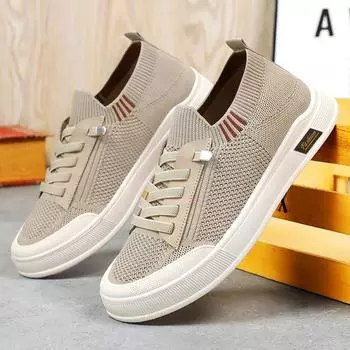 Mesh Men Shoes Outdoor Sports Fitness Flats Breathable Running Sneakers Male Soft Sole Walking Loafers Fashion Casual Shoe 2024 39 чёрный