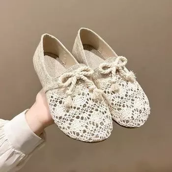 Сетчатые перфорированные дышащие туфли на плоской подошве женские новые осенние туфли с круглым носком и мягкой подошвой 35 грязно-белый