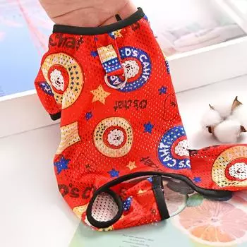 Mesh pet small dog clothes spring and summer thin Bigbear teddy four-legged loungewear XS