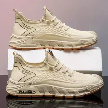 Mesh shoes men s 2025 new breathable fly-woven sports shoes soft sole wear-resistant casual trendy shoes low-top men s shoes 39 чёрный