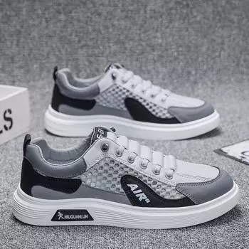 Mesh shoes men s shoes 2025 summer new large mesh board shoes fashionable versatile non-slip mesh breathable trendy casual shoes 39