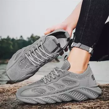 Mesh shoes men s shoes summer new men s mesh hollow breathable casual shoes lace-up sports shoes trend traceability shoes men 39