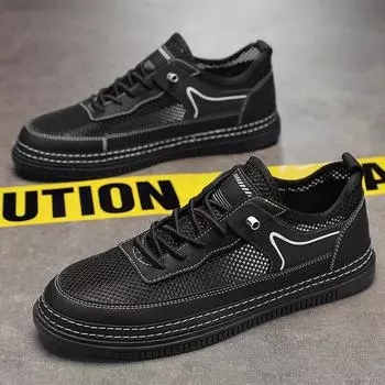 Mesh shoes men s summer 2025 new hollow breathable men s shoes thin mesh lightweight mesh sports casual shoes 39 чёрный