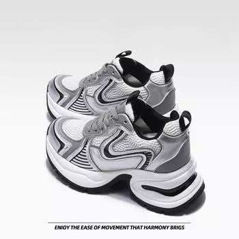 Mesh Shoes Women Breathable Mesh Thick Bottom Silver Pops Shoes Sports Height Increasing Women s Shoes 34 фиолетовый