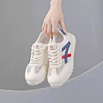 Сетчатые туфли женские летние 2024 новые верхние туфли с плоской подошвой из дышащей сетки с мягкой нескользящей подошвой Forrest Gump B00 35 синий