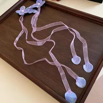 Mesh Simulation Flower Hair Clips Pearl Ribbon Duckbill Clip Cute Flower Hairpin Women фиолетовый