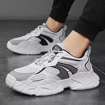 Mesh sneakers men s platform dad shoes 2024 new autumn men s shoes casual trendy shoes teenage students 39