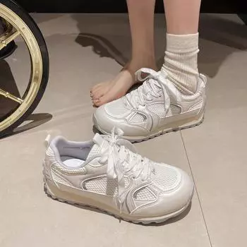 Mesh soft-soled non-slip casual shoes women s 2024 new summer lightweight and breathable shoes women s flat-soled Forrest Gump sneakers 35 серебряный