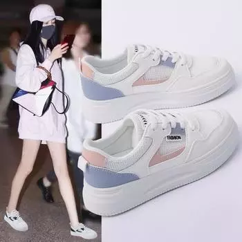 Mesh Surface White Shoes Women s Spring New Student Mesh Shoes Casual Thick Bottom Breathable Sneakers 35