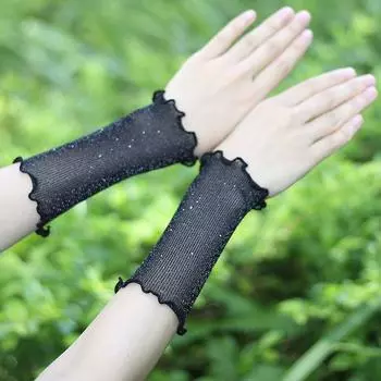 Mesh Wrist Guard Female Scar Cover up Tattoo Ice Silk Elbow Pad Arm Arm Oversleeve Sun Protection Summer Thin Oversleeve Autumn Black (15cm) One size