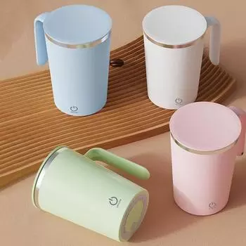 Мешалка для кофе, 400 мл, двойной щелчок, контроль протеинового порошка, кофейная автоматическая магнитная чашка, ежедневное использование белый