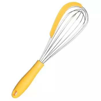 Мешалка для крема Удобная ручка Кухонные принадлежности Легкий ручной венчик 2-в-1 Скребок для крема Инструмент для выпечки Полезные формы для выпечки Легкие жёлтый