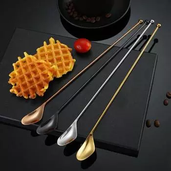 Мешалка для напитков, устойчивая к высоким температурам, многофункциональная, практичная, модная, с длинной ручкой, палочка для смешивания, принадлежности для вечеринок S розового золота