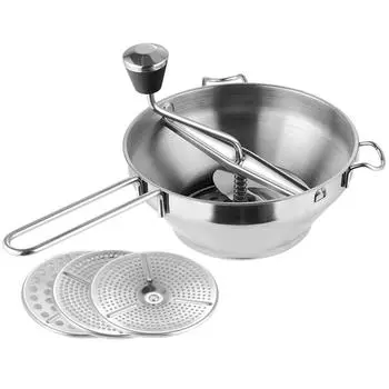 Мешалка из нержавеющей стали Машина для измельчения мяса Толкушка для картофеля Ручная дробилка Микроволновая печь Удобный пресс для малышей Ручной серебряный