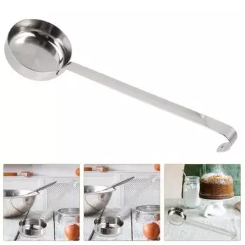 Мешалки для кофе Ложка для соуса для пиццы Кухонные мерные ложки с длинной ручкой Половник для сливок из нержавеющей стали Серебро Baby серебряный
