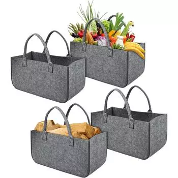 Мешки для дров Фетровые сумки Фетровые сумки Складная сумка для покупок для дров Мешок для игрушек до 30 кг 50 x 25 x 25 см Светло-серый 2pcs чёрный