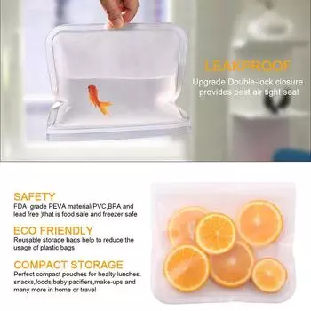 Мешки для хранения продуктов, многоразовые, безотходные, герметичные, пакеты для хранения сэндвичей, закусок, фруктов и обедов, кухонные принадлежности