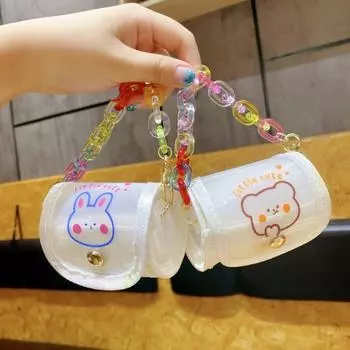 Мешки для монет Kawai Bear, кошелек, лазерный чехол, цилиндр, сумка для девочек, радужная цепочка, мини-органайзер для губной помады, брелок для наушников, сумка для хранения