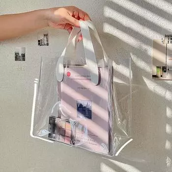 Мешки для стирки, сумки для хранения, сумки для покупок, прозрачные сумки из ПВХ, прозрачные сумки-тоут, женские косметички pink-S
