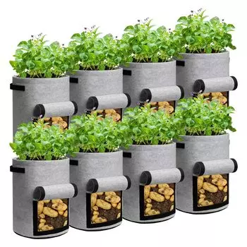 Мешки для выращивания картофеля с клапаном на 5/7/10 галлонов, мешок для выращивания растений, утолщенный аэрационный контейнер 5Gallon-1PCS серый