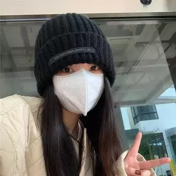 Мешковатая шапка для пары в японском и корейском стиле для мужчин и женщин, теплая, универсальная, свободного кроя, вязаная шерстяная шапка на осень и зиму