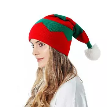 Мешковатая теплая вязаная крючком зимняя шерстяная вязаная лыжная рождественская шапка M красный