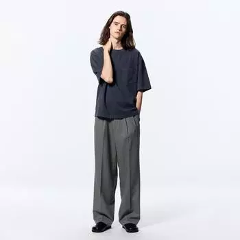 Мешковатые брюки GU by Uniqlo, длина 80,0 см, два подвернутых элемента + EC