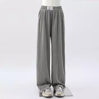 Мешковатые джинсы для тенниса для женщин на лето тонкие большого размера свободные облегающие прямые брюки эластичная талия ледяной шелк прохладные брюки M