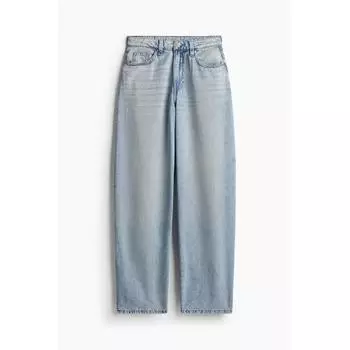 Мешковатые джинсы HM с высокой талией Светло-синий деним
