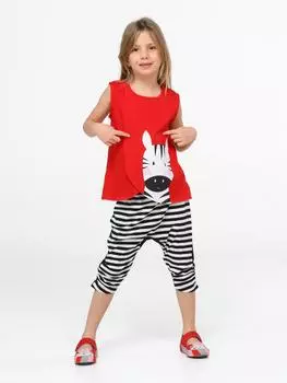 Мешковатый комплект капри в полоску под зебру