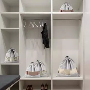 Мешочек для хранения ювелирных изделий, сумка для хранения мелочей с завязкой, пыленепроницаемый органайзер с прозрачным окном S серый