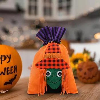 Мешочек для сладостей на Хэллоуин с завязкой для подарков и сувениров на вечеринку Witch