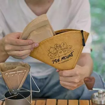 Мешок для хранения кофейной фильтровальной бумаги, пыленепроницаемый, водонепроницаемый, многоразовый, портативный, держатель для кофейной бумаги, заваренной вручную, органайзер, сумка на молнии для переноски хаки