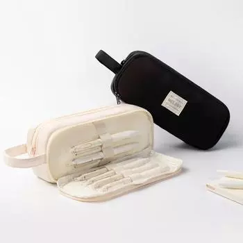 Мешок для карандашей Melody Pencil Bag Pen Case Simple 2 отделения Multi Slots Кремовый цвет Ручка для хранения канцелярских принадлежностей