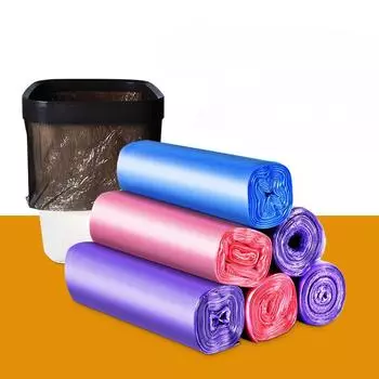 Мешок для мусора, бытовой, кухонный, гостиничный, полиэтиленовый пакет с плоским горлом, черный цвет, утолщенный, средний, одноразовый мешок для чистки 5 rolls разноцветный