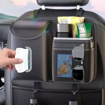 Мешок для мусора на заднее сиденье автомобиля, сумка для хранения бутылок с водой на заднем сиденье внедорожника, многофункциональная автомобильная переносная корзина для бумажных полотенец коричневый
