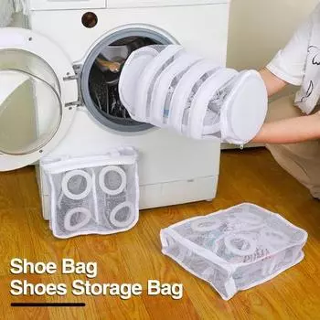 Мешок для мытья обуви с застежкой-молнией, большой емкости, износостойкий, многоразовый, антидеформационный, для стиральной машины, мешок для белья из тонкой сетки A