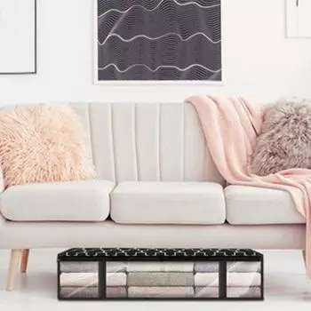 Мешок для постельного белья Складной принт фонаря Дышащий Пыленепроницаемый Устойчивый к выцветанию Прочный несущий нетканый материал под кроватью Ящик для хранения одежды для спальни чёрный