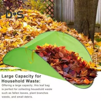 Мешок для сбора листьев, портативные мешки для листьев большой емкости, складной мешок для сбора опавших листьев для сада, газона, листьев, мусора зелёный