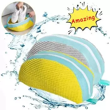 Мешок для стирки обуви Хлопковая сетка для стирки Пушистые волокна легко удаляют грязь Мешки для стирки обуви Органайзер для одежды серый