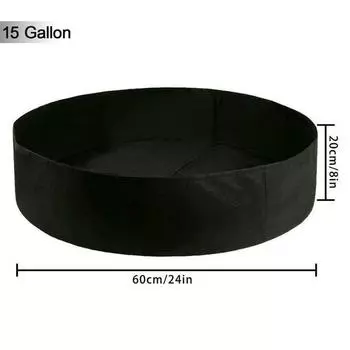 Мешок для выращивания растений большой емкости 15/50/100 галлонов, садовый цветочный горшок, приподнятый ящик для овощей, мешок для выращивания растений 60x20cm чёрный