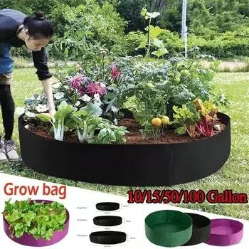 Мешок для выращивания растений большой емкости 15/50/100 галлонов, садовый цветочный горшок, приподнятый ящик для овощей, мешок для выращивания растений 60x20cm чёрный