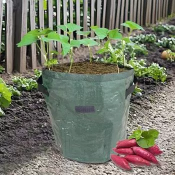 Мешок для выращивания садовых растений с усиленной ручкой. Отличный дренаж. Удобен в транспортировке. Воздухопроницаемый, многоразовый мешок для выращивания растений. 3Gallon чёрный