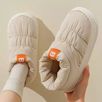 Мешок и хлопковые тапочки для мужчин зимой Водонепроницаемые нескользящие хлопковые туфли на толстой подошве для пар дома Пуховые хлопковые тапочки для женщин зимой 36 розовый