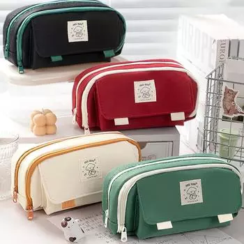 Мешок-карандаш с мультяшной собакой, 4-слойный сетчатый чехол с несколькими слотами для хранения школьных канцелярских принадлежностей