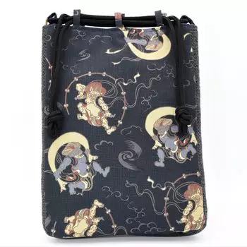 Мешок на кулиске Maruzen с Масатакэ Такэда (Сингэн Фудзин) Сделано в 28 x 20 x 4 см Ластовица, Сумка, Райдзин, Япония, Черный, Прибл. чёрный