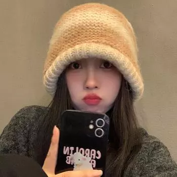 Мешок шляпа Hepburn wind lazy straps stack hat женская осень и зима милая теплая холодная шерстяная шерстяная шапка M56-58cm