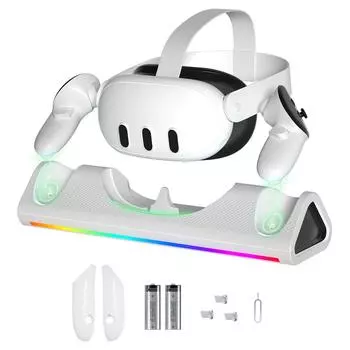 Meta Quest 3 VR Handle Магнитная присоска для зарядки с цветной подсветкой RGB Зарядная док-станция для шлема VR 35*10.9*7.4cm белый