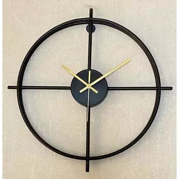 Metal Analog Wall Clock for Home and Hall 17 Inches (44 X 44Cm) Home Big Size Living Room Hall Bedroom Stylish Clock (Black)